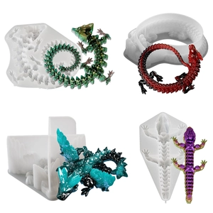 3D Dragon Silicone Mold Crystal Winged Flying Dragon Lizard Shape Resin Casting Epoxy DIY Craft Ornament Plaster