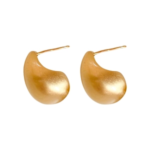 Elegant gold-plated teardrop stud earrings with a brushed matte finish for women