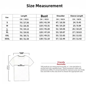 Detailed size chart for men's short sleeve hooded t-shirt showing measurements in CM and INCH