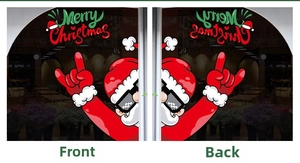 Double-sided Santa Claus window sticker with Merry Christmas text for shop decor
