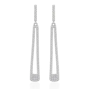 925 Sterling Silver Geometric Long Drop Earrings Micro Pave Zirconia Linear Dangle Earrings Minimalist Jewelry For Women