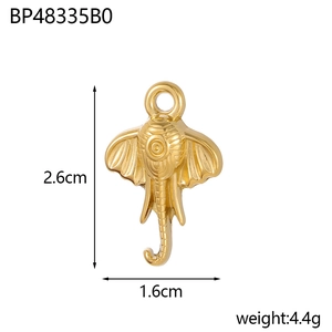 Pendentif éléphant doré en acier inoxydable avec gravure précise 2,6 cm x 1,6 cm