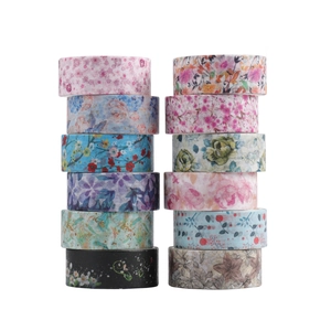 12-roll floral washi tape set with gold foil patterns and vintage aesthetic designs