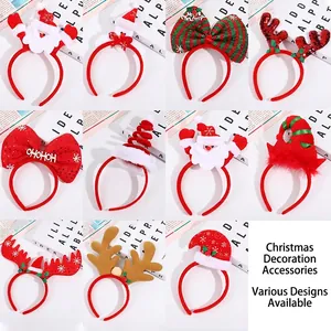 Christmas Headband Reindeer Antlers Santa Claus Snowflakes Sequins Bow Plush Holiday Party Hair Accessory Kids Adults