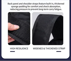 Ergonomic detail of breathable mesh back padding and thick padded shoulder straps for comfort