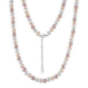 Multicolor Shell Artificial Pearl Necklace With 925 Sterling Silver Clasp For Women Elegant Candy Color Dopamine Style Jewelry