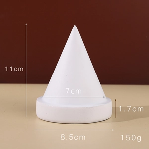 White resin cone bracelet stand display with minimalist matte finish and 11cm height