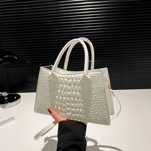 Fashion Women Handbag Crocodile Pattern PU Leather Top Handle Crossbody Shoulder Bag Minimalist Casual Elegant Purse