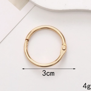 Golden zinc alloy spring ring connector, 3cm diameter and 4g weight lobster clasp hardware