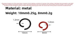 Detailed size chart for 1.2mm wire diameter colorful jump rings for DIY jewelry