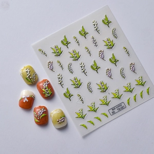 Stickers ongles 5D muguet en relief avec motifs floraux 3D pour manucures TS-021