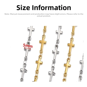 Close-up of 5mm stainless steel cross chains in gold and silver plating for DIY jewelry