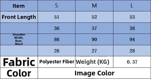 Size chart for crochet lace knit sweater with measurements for S, M, and L sizes