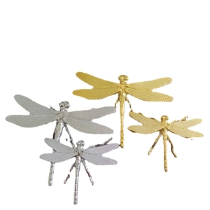 Golden and silver dragonfly metal figurines in small and large sizes for tea sets