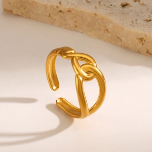Minimalist Knot Crossover Adjustable Open Ring Stainless Steel Fashion Jewelry For Women