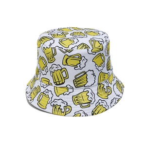 Sommer Sonnenschutz Polyester Anglerhut Für Herren Damen Hawaiian Beach Bierkrug Druck Outdoor Urlaub Fischerhut