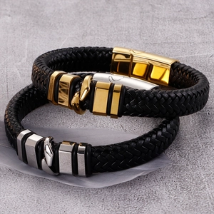 Bracelets en cuir tressé pour couples avec fermoirs magnétiques en acier