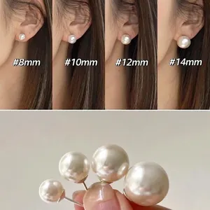 Comparaison de boucles d'oreilles perles de 8mm à 14mm portées sur l'oreille