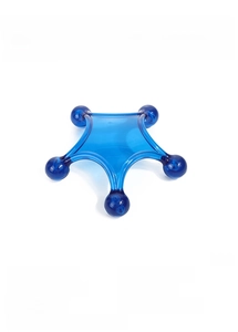 Detail view of five-ball manual massager in blue PS material weighing 60g model MY-5024