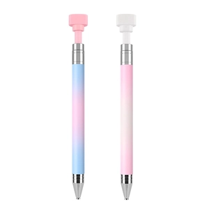 Nail art dotting tool set with gradient blue and pink pens for rhinestone decoration