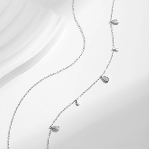 Collier double couche en argent 925 avec pendentifs gouttes d'eau en moissanite