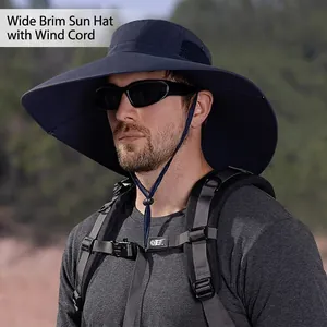 Cappello da sole da uomo a tesa larga con rete traspirante e cinturino regolabile
