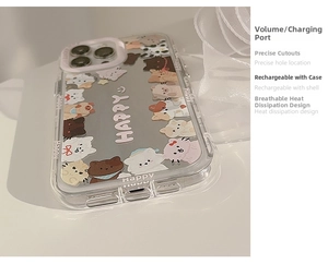 Close-up of precise cutouts and slim design for the happy cartoon cat iPhone case