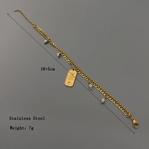 Double-layer stainless steel evil eye bracelet with 18K gold plating and charms