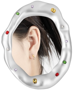 Detailed view of S925 sterling silver hoop earrings with colorful zircon star design