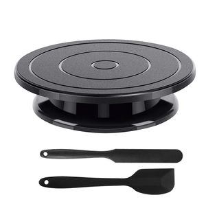Black Cake Turntable Rotating Stand With Spatulas And Scrapers Plastic Baking Tools For DIY Cake Decorating
