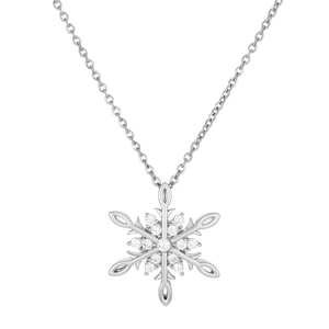 Collana con ciondolo a fiocco di neve in argento e cristalli scintillanti fini