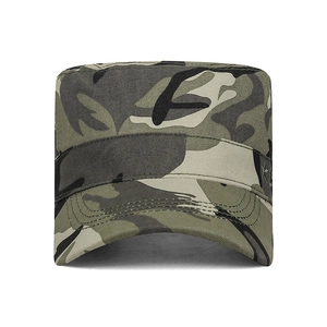 Classic woodland camouflage flat top army cap with star embroidery and sturdy cotton fabric