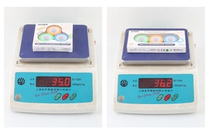 Weight display of three-color magnetic finger rings showing a measurement of 35.0g on a scale