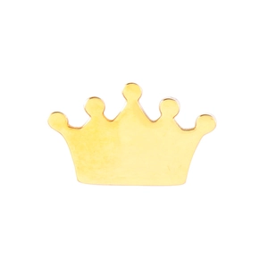 Polished gold stainless steel crown pendant accessory for jewelry making on white background