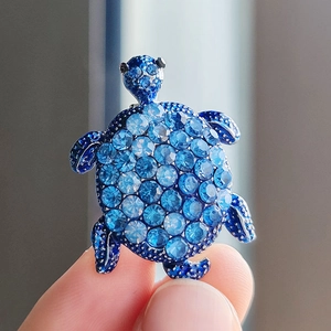 Sea Turtle Brooch Pin Alloy Rhinestone Colorful Crystal Vintage Animal Jewelry For Women Men
