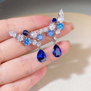 Luxuriöse S925 Silber Tropfenohrringe mit blauen Aquamarin Edelsteinen für Damen