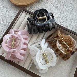 Large Hair Claw Clip Elegant Ink Pattern Marble Thickened PC Plastic Strong Hold Shark Clip For Women Girls