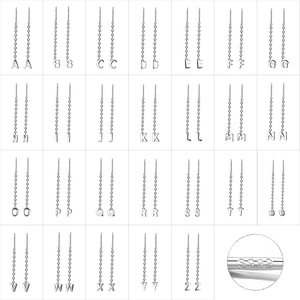 S999 sterling silver alphabet long threader earrings with all letters from A to Z