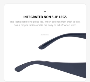 Detail of integrated non-slip temples with ergonomic curved design on Y2K sunglasses