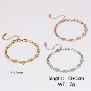 Marquise zircon bracelets in gold, rose gold and silver finish with detailed sizing