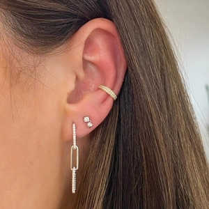 Boucles d'oreilles pendantes en argent S925 avec zircon micro-serti et clip d'oreille