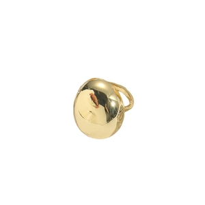 Minimalist minimalist golden open ring with a large smooth polished hemispherical dome design