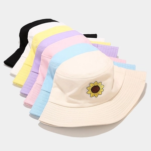 Cappelli da sole pieghevoli in cotone con ricamo girasole in sette vari colori