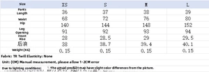 Size chart for women poplin shirt and shorts set including waist and hip measurements
