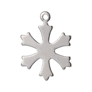 Polished stainless steel snowflake pendant with top ring for DIY jewelry making
