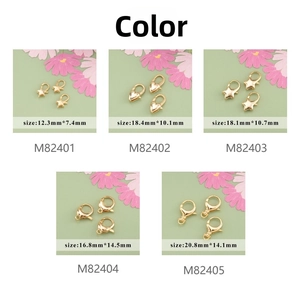 Detailed size guide for gold plated lobster clasps in star, heart and oval shapes for DIY jewelry