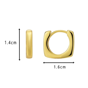 French style square gold earrings with minimalist geometric design 1.4cm by 1.6cm dimensions