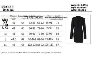 Guide des tailles détaillé pour robe moulante à col en V avec mesures en cm pour les femmes