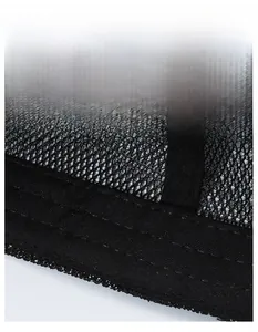 Detail showing the widened sweatband of the mesh cap with moisture-wicking features