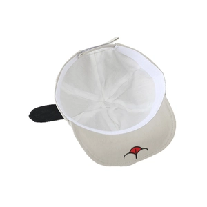 Toddler cartoon bear baseball cap with long ears and soft brim in beige cotton